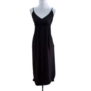 Farm Rio Spaghetti Strap Black MIDI Dress Small